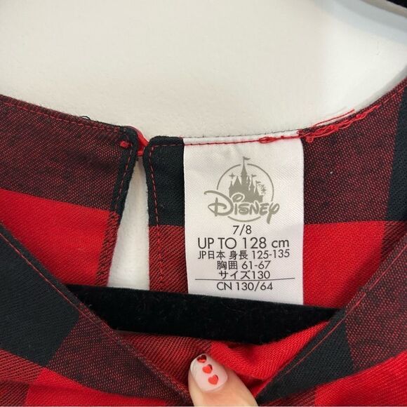 Disney Store Minnie Mouse Girl M Red Black Plaid Christmas Dress Holiday Festive - Picture 4 of 10